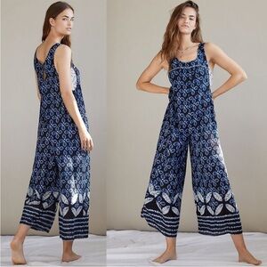 Anthropologie‎ Bristol Wide Leg Jumpsuit Ikat Blue XS